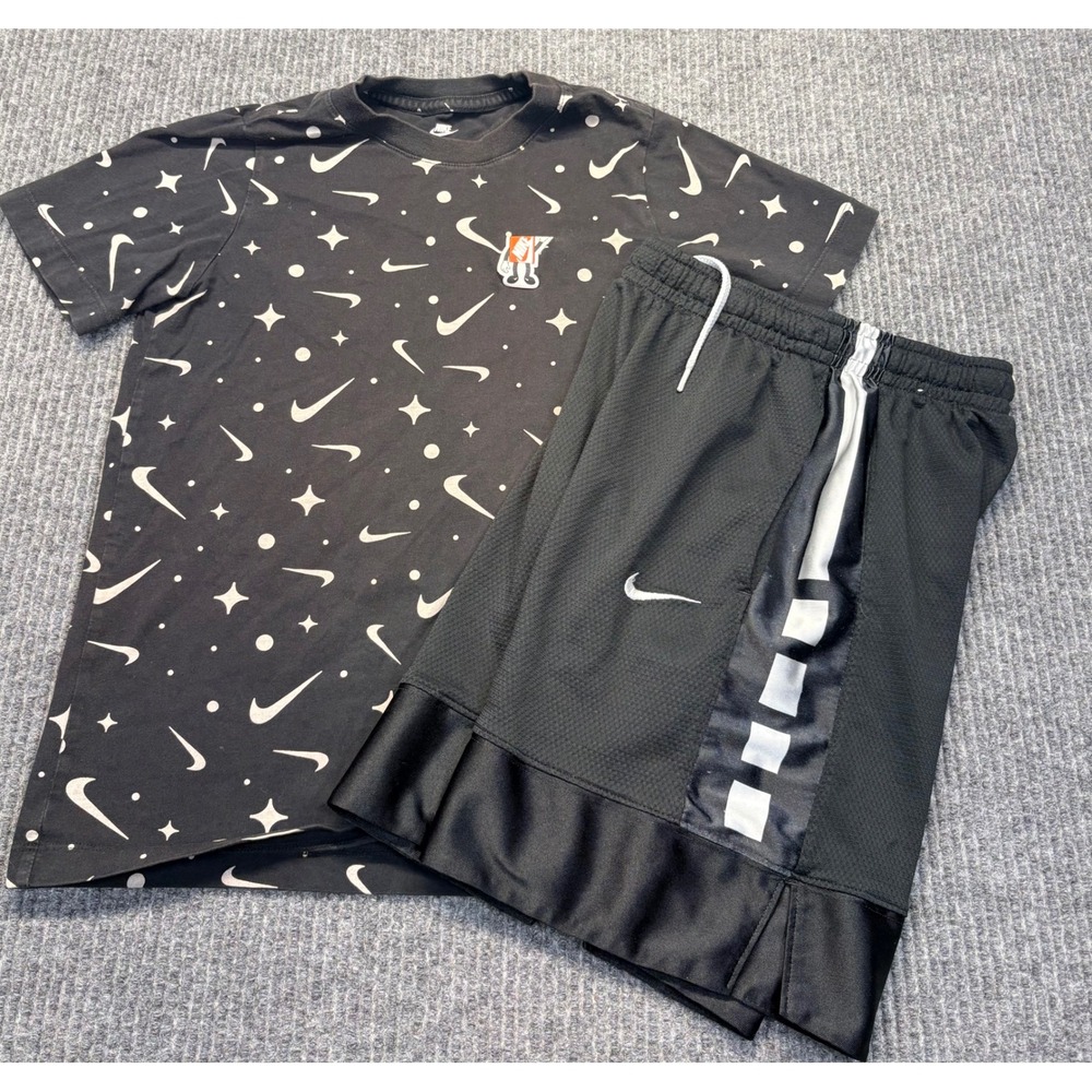 Nike Boys Black Graphic T-Shirt and Mesh Basketball Shorts Set Size Medium